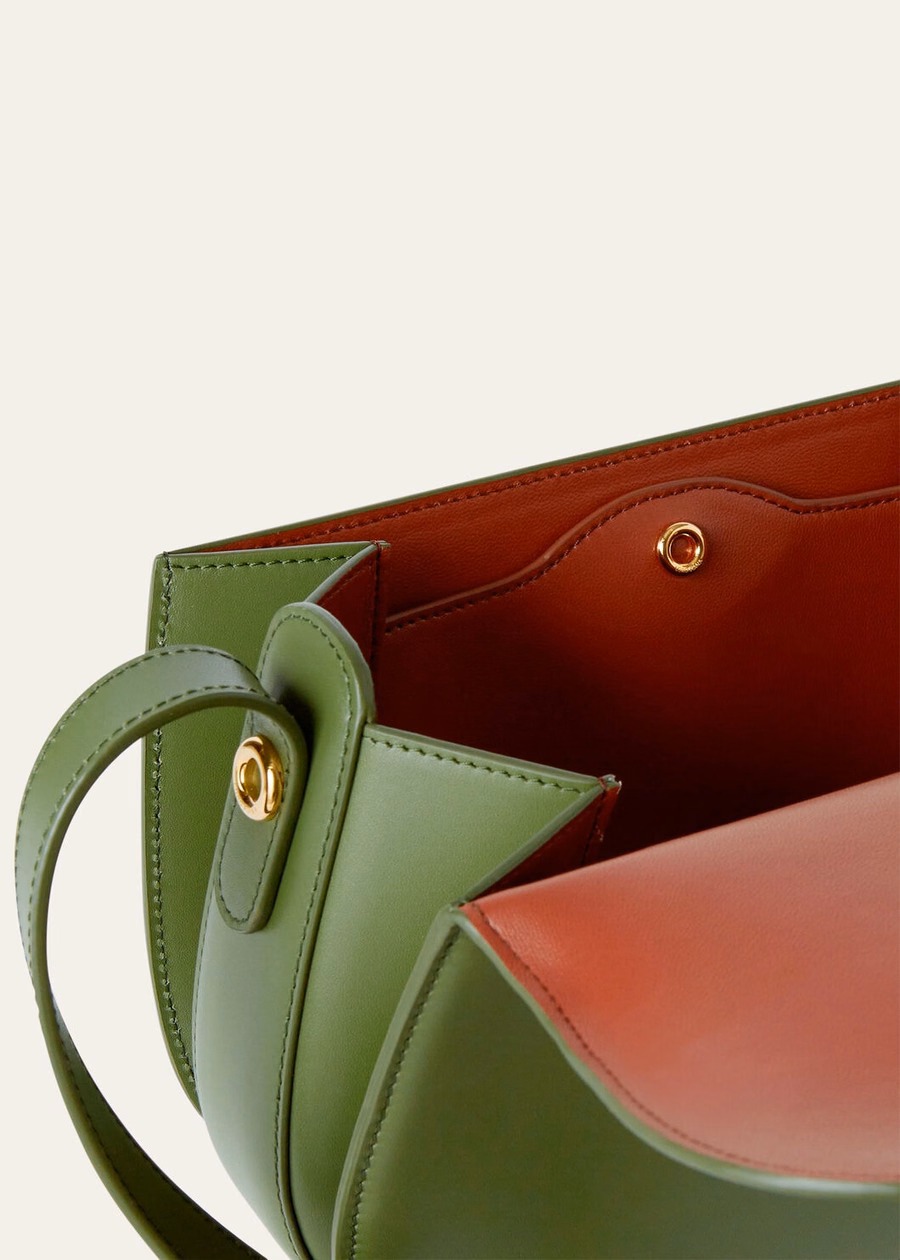 Small Ghira bag Smooth calfskin Dark moss green/Kummel