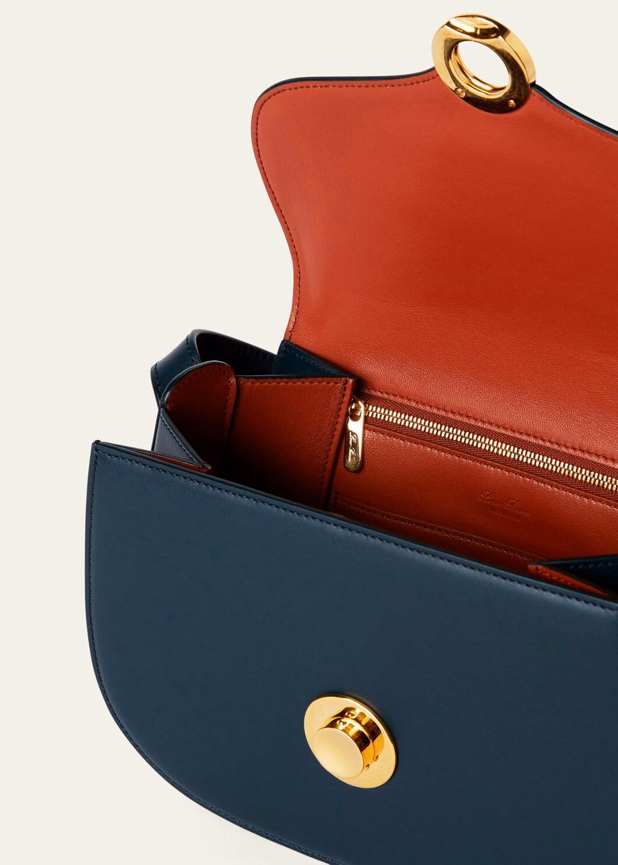 Small Ghiera Bag Smooth Calfskin Anchor Blue/Kummel