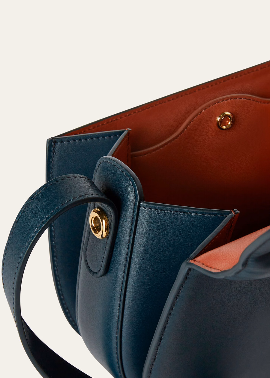 Small Ghiera Bag Smooth Calfskin Anchor Blue/Kummel