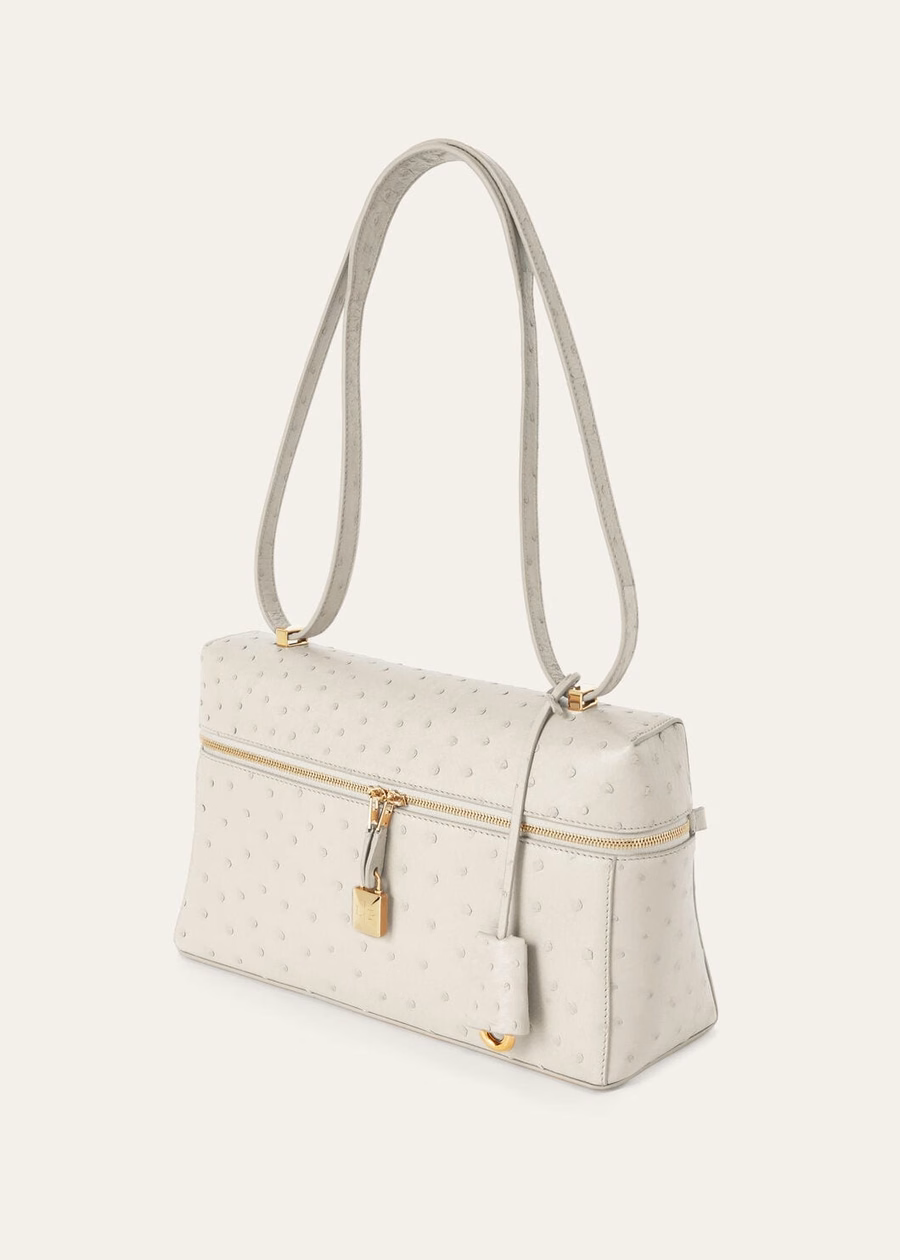 Additional bag L27 Ostrich leather Whisper White/Sun Gold