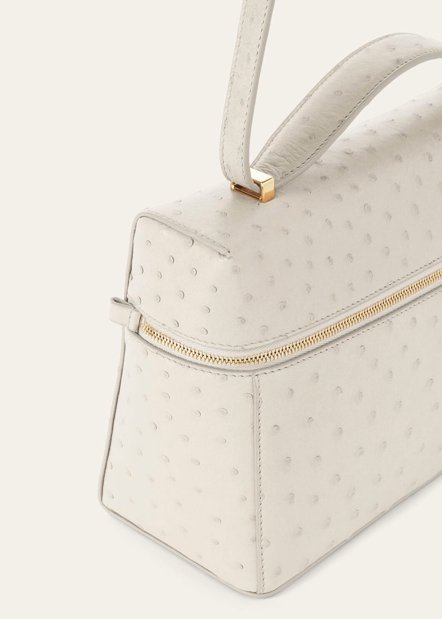 Additional bag L27 Ostrich leather Whisper White/Sun Gold
