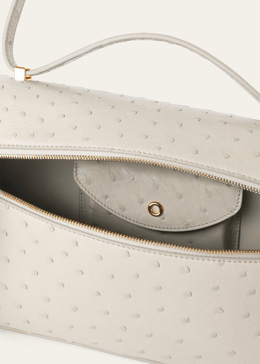 Additional bag L27 Ostrich leather Whisper White/Sun Gold