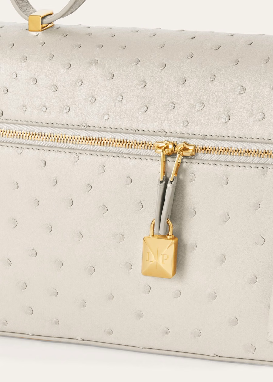 Additional bag L27 Ostrich leather Whisper White/Sun Gold