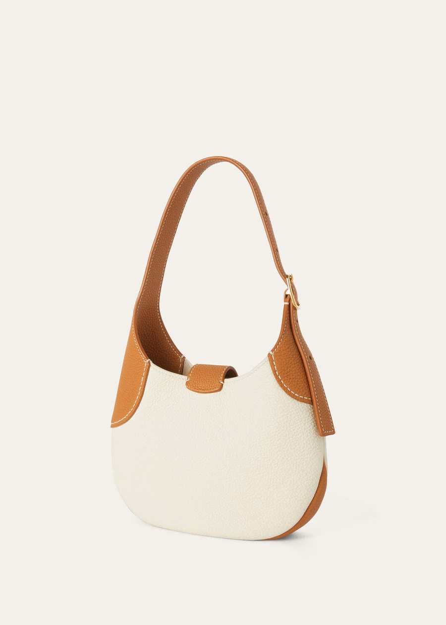 Mini bag in wheat bran/eucalyptus/antique silver calfskin