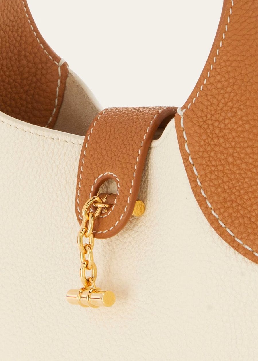 Mini bag in wheat bran/eucalyptus/antique silver calfskin