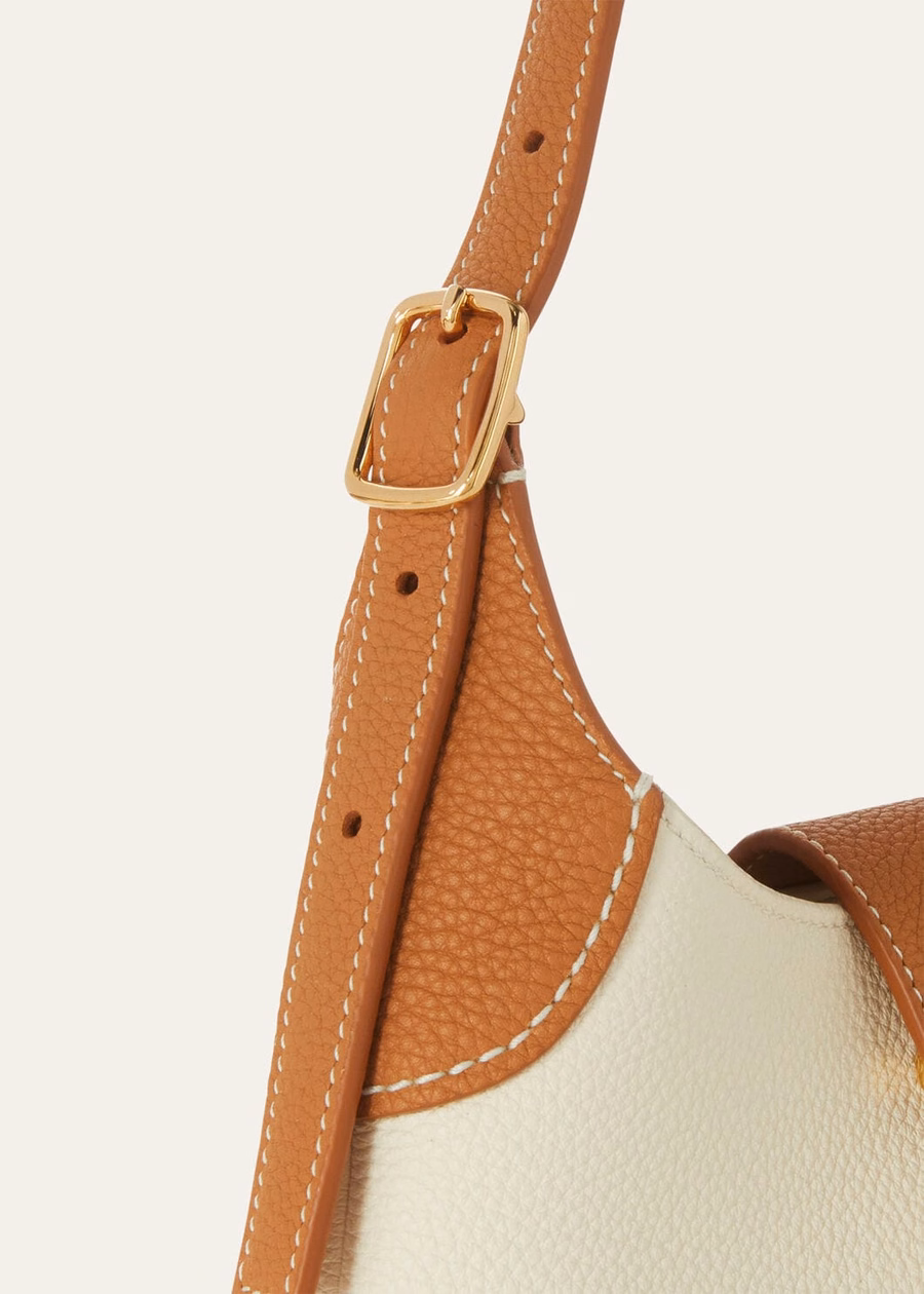Mini bag in wheat bran/eucalyptus/antique silver calfskin