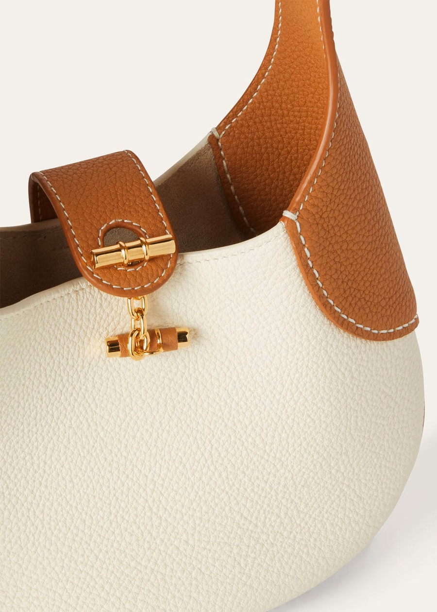 Mini bag in wheat bran/eucalyptus/antique silver calfskin