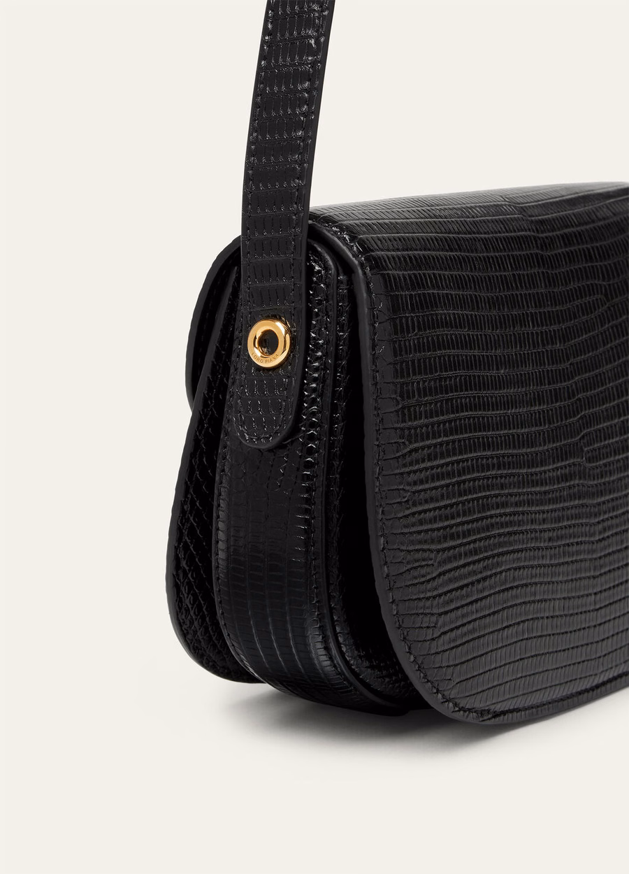 Mini Ghiera Lizard Leather Black/Sun Gold bag
