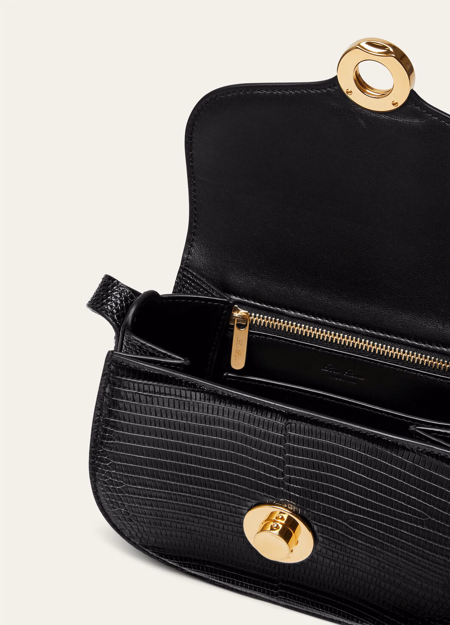 Mini Ghiera Lizard Leather Black/Sun Gold bag