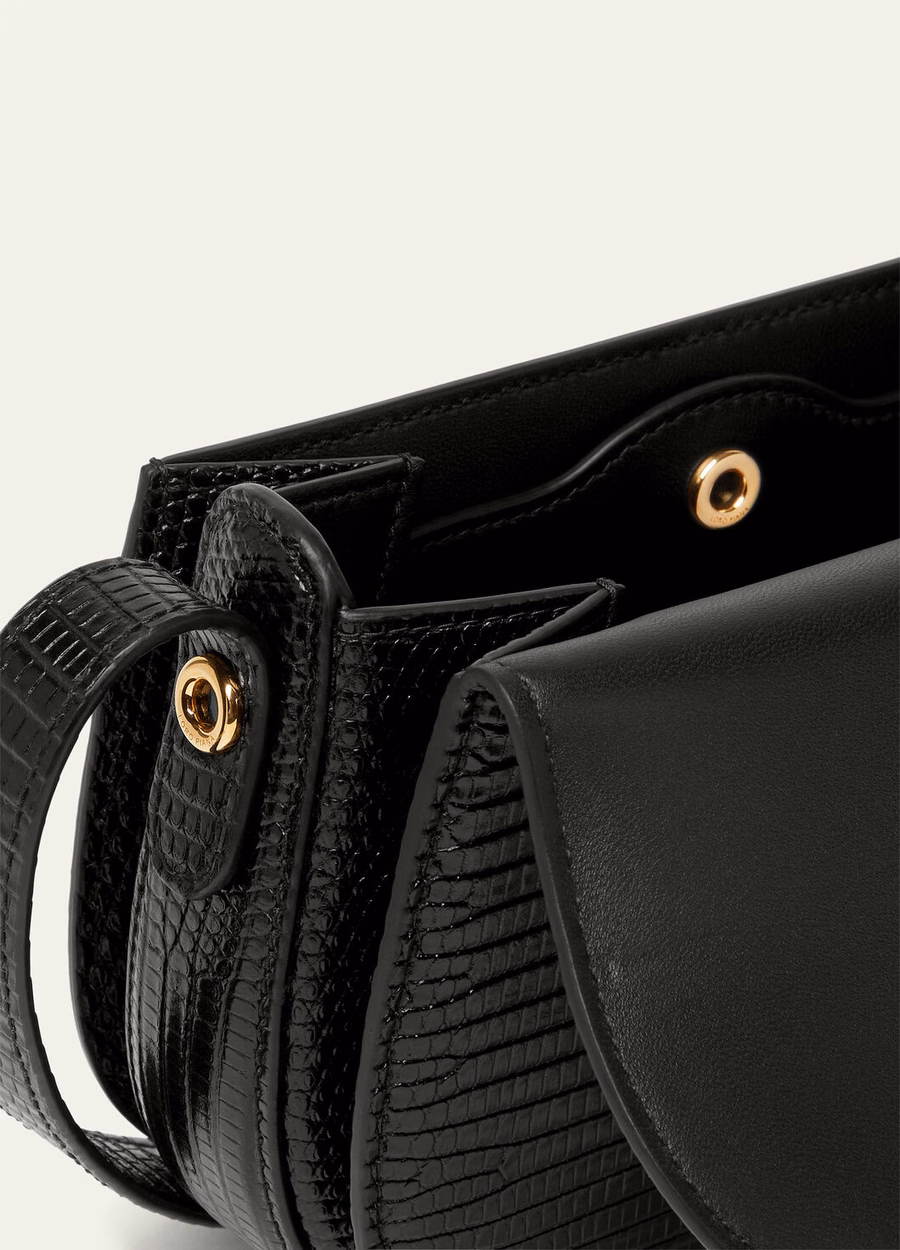 Mini Ghiera Lizard Leather Black/Sun Gold bag