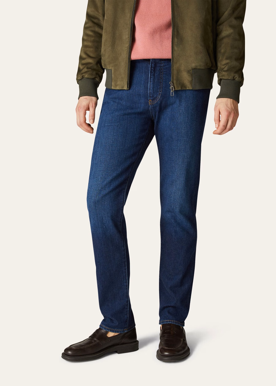 Quarona five-pocket trousers, cotton, Japanese blue