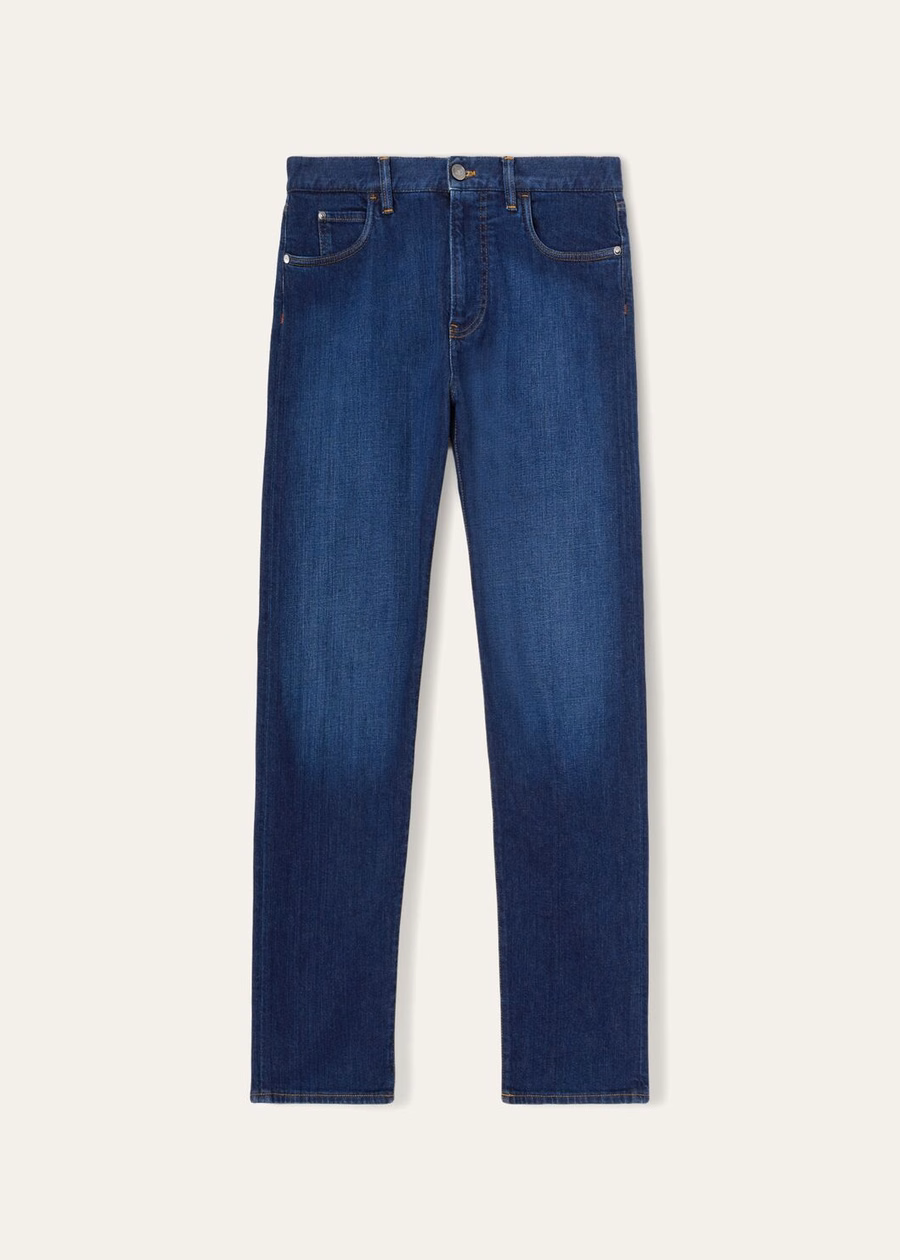 Quarona five-pocket trousers, cotton, Japanese blue