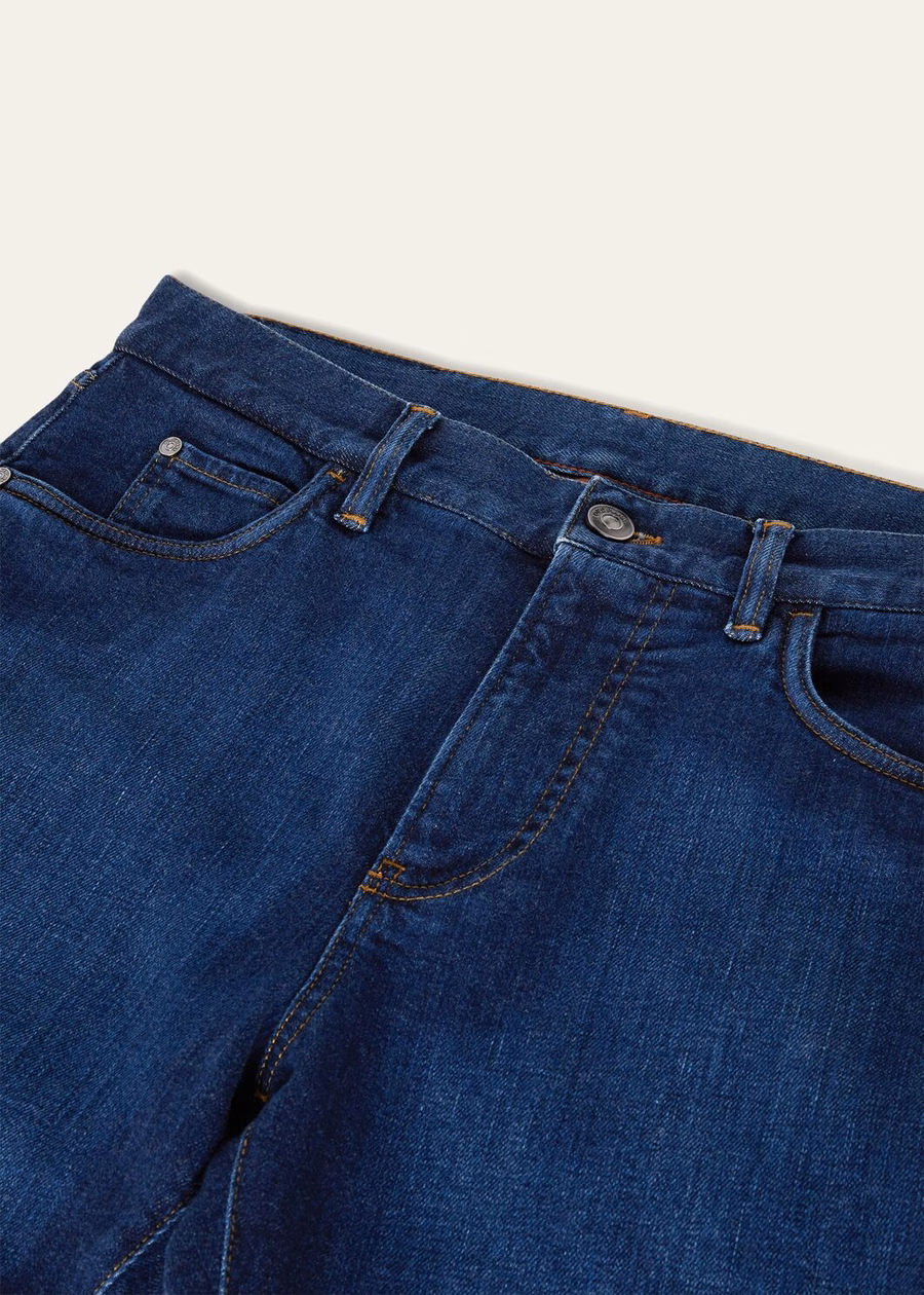 Quarona five-pocket trousers, cotton, Japanese blue