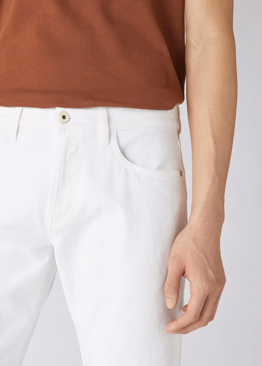 Optical white cotton five-pocket trousers