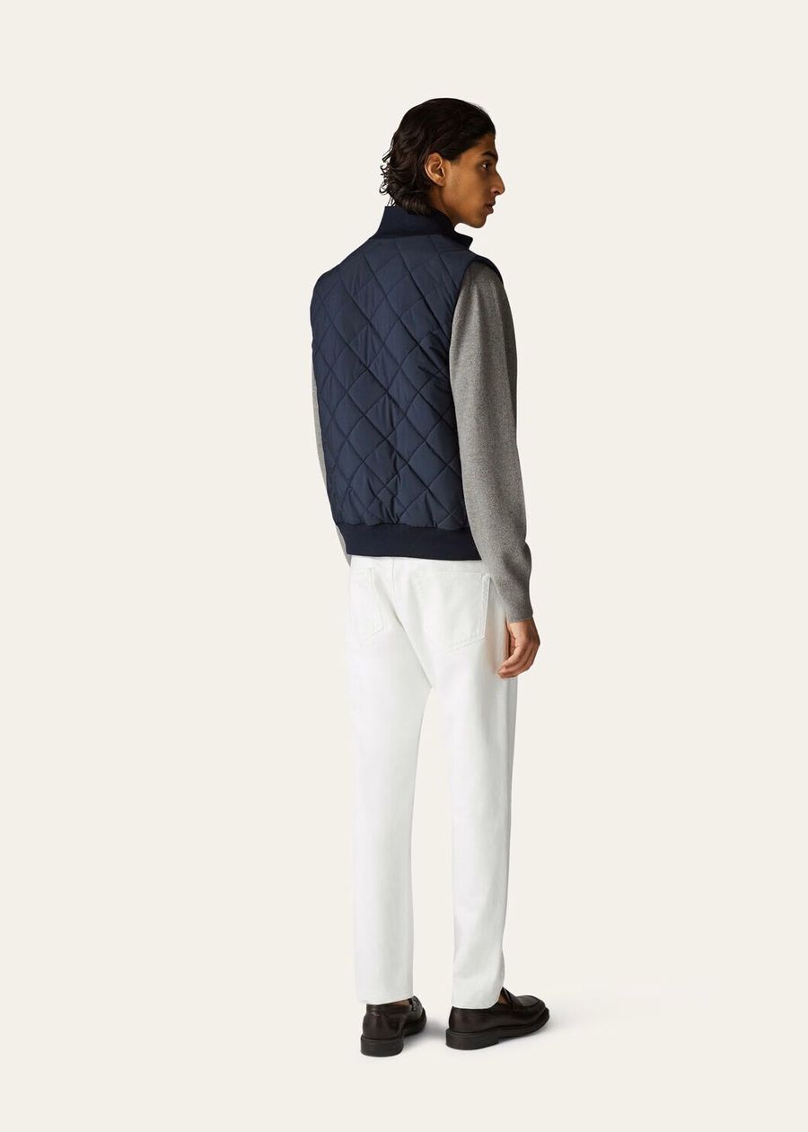 Optical white cotton five-pocket trousers