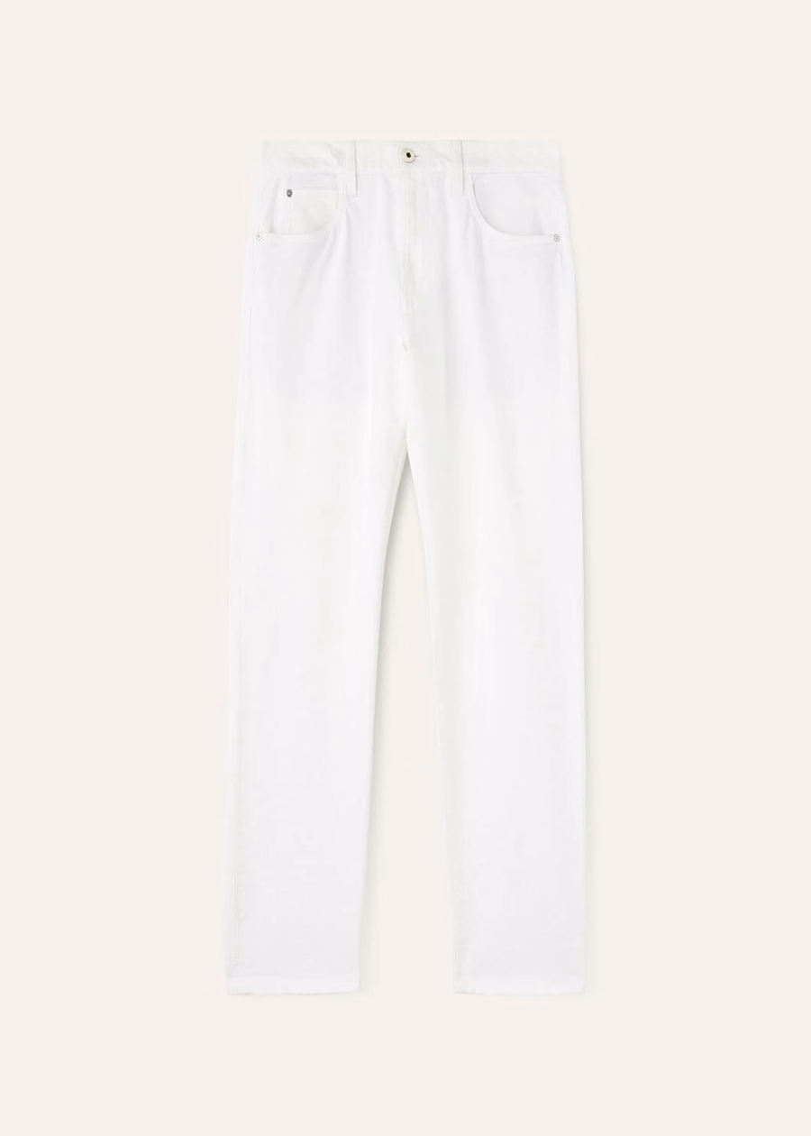 Optical white cotton five-pocket trousers
