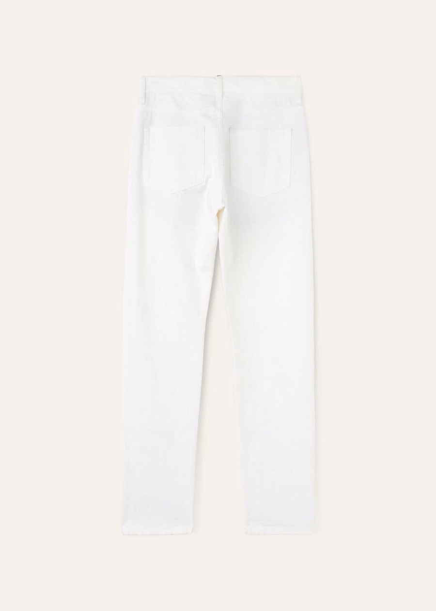 Optical white cotton five-pocket trousers