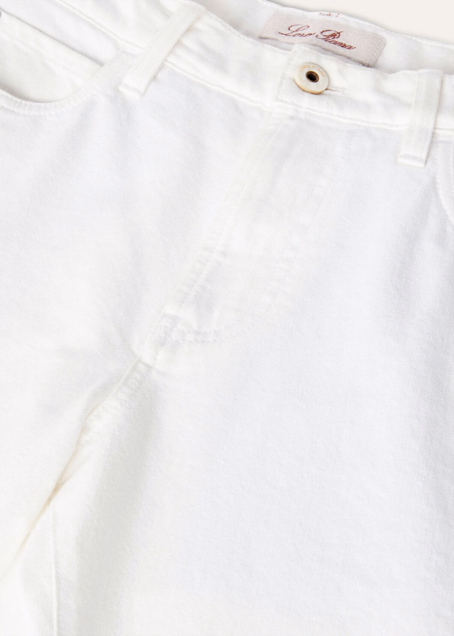 Optical white cotton five-pocket trousers