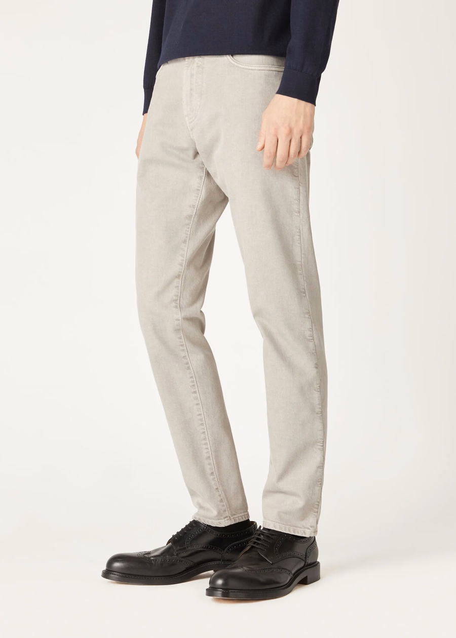 Grey cotton five-pocket trousers