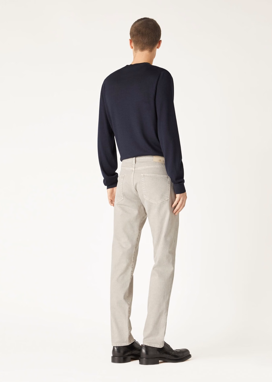 Grey cotton five-pocket trousers