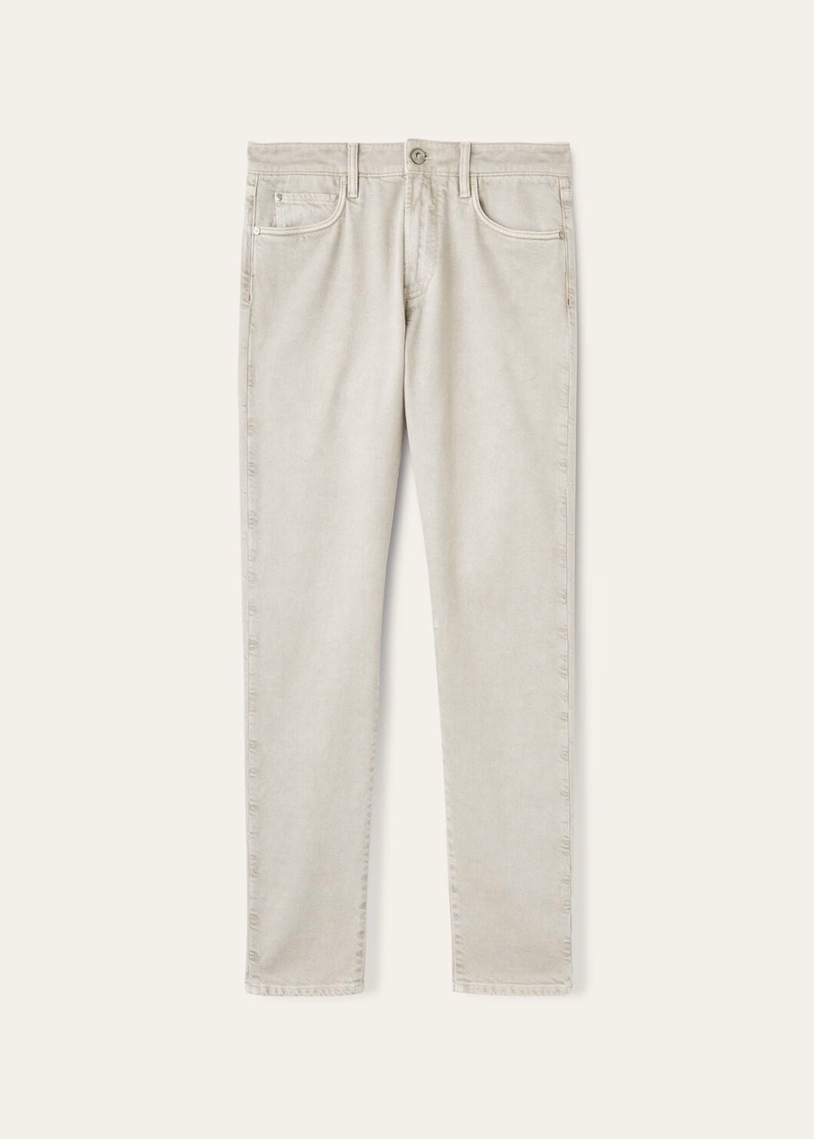 Grey cotton five-pocket trousers