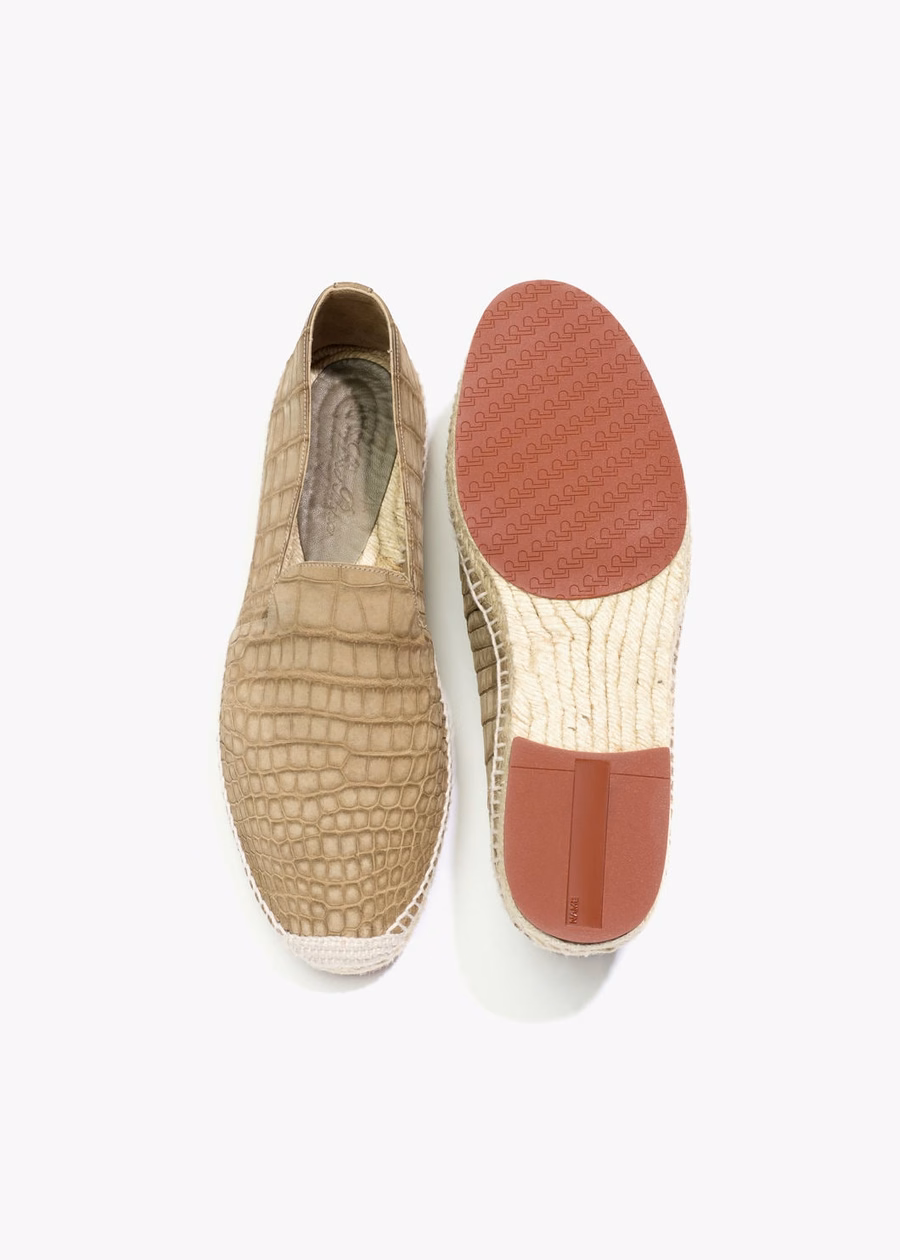 Seaside Walk Espadrilles Wood Grey Alligator Leather
