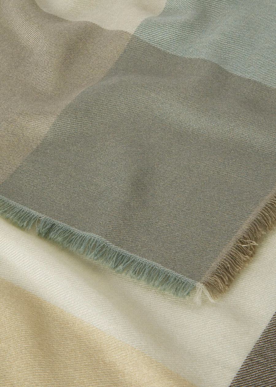 Quadrilatero del Silenzio Foulard Silk Cashmere Wasabi Powder/Green Ribbons