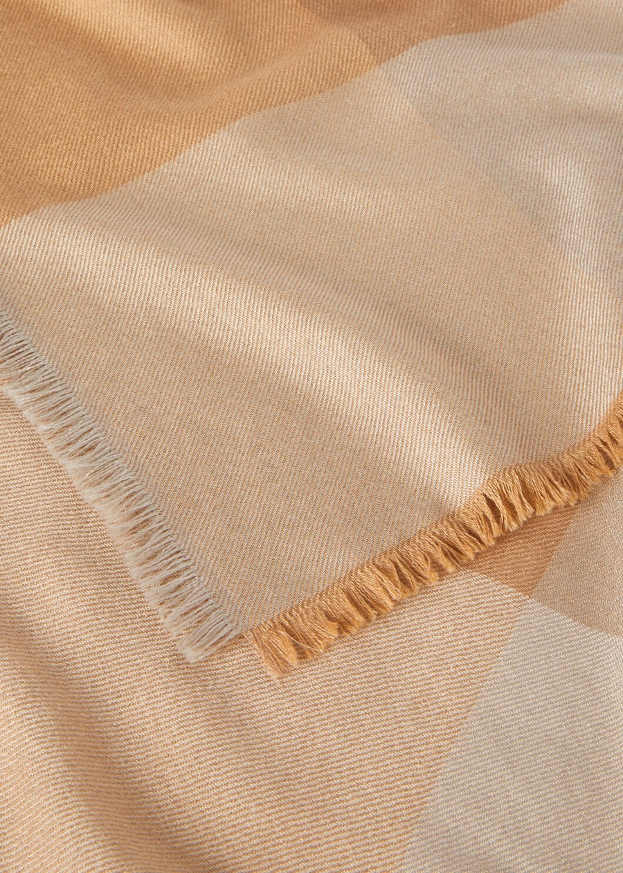 Quadrilatero del Silenzio Foulard Silk Cashmere Light Tan/Camel ribbons