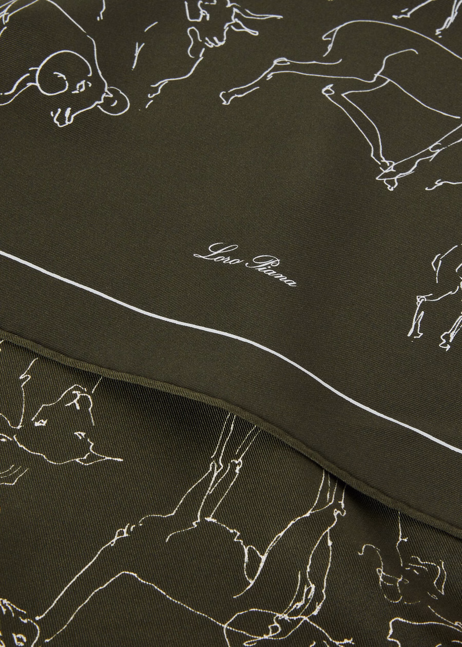 The art of the finest fibers Foulard Silk Forest Night/White