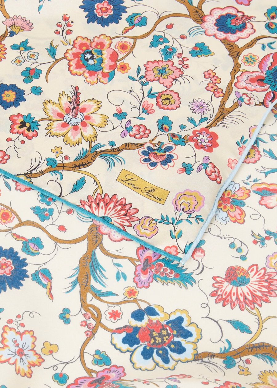 Victorian floral scarf in sandalwood/impressionist pink/honey cream