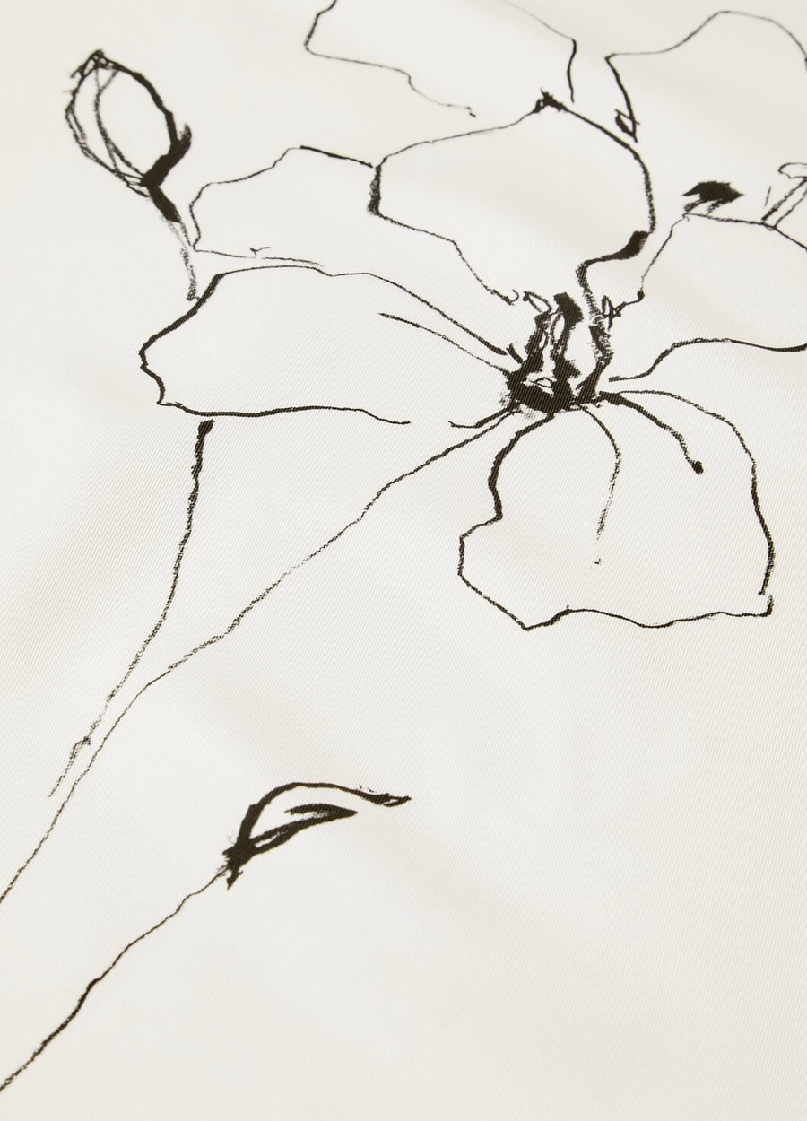 La Linea Del Fiore Di Lino Foulard Silk White/Black