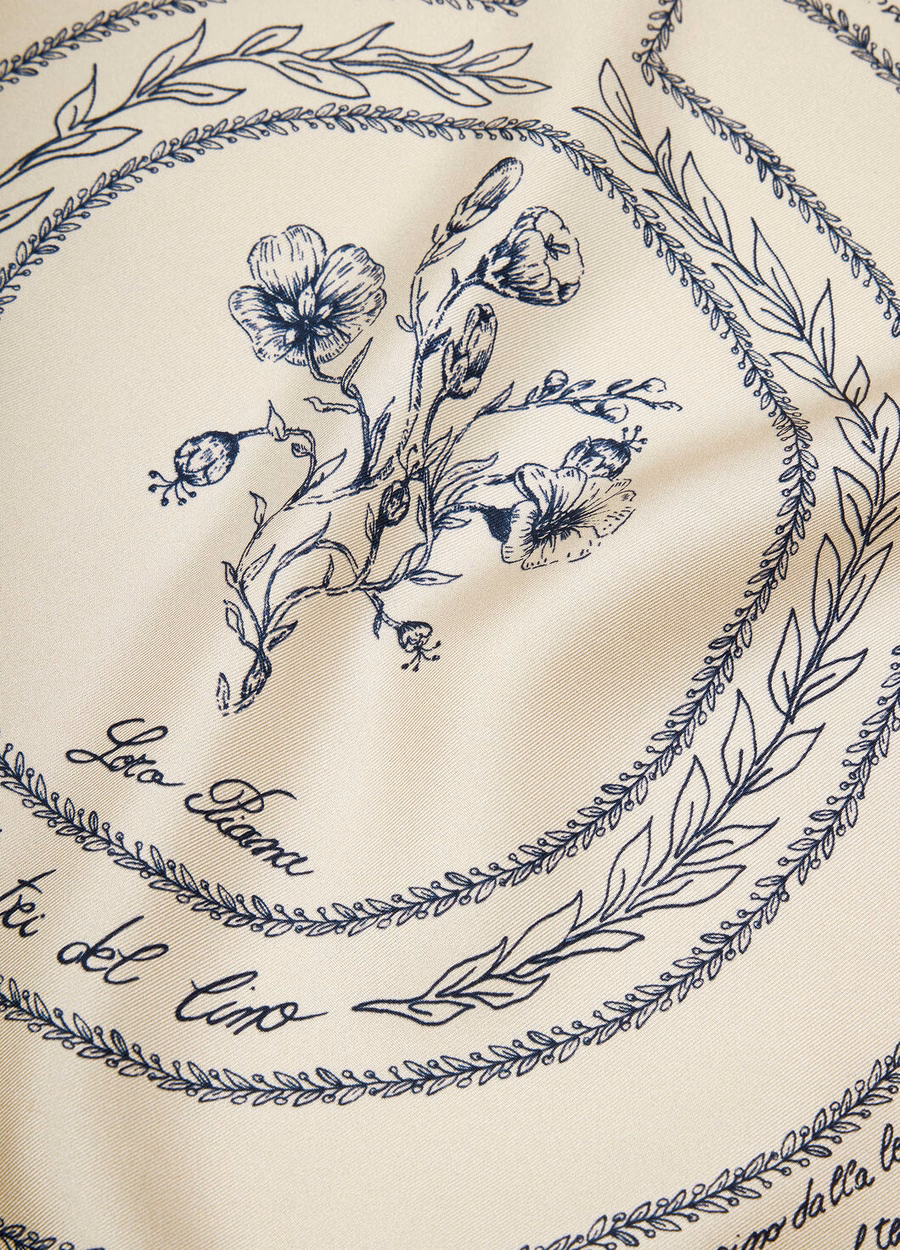 Maestri Del Lino Foulard Silk Pearl/Navy Blue