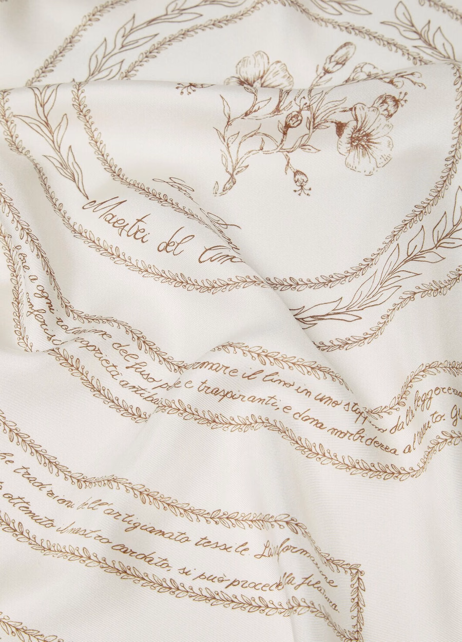 Maestri Del Lino Foulard Silk White/Caramel Brown