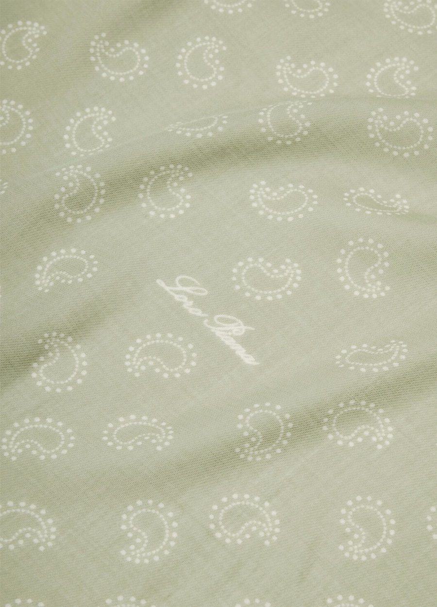 Loro Piana Bandana Foulard Wool Mint Green/White