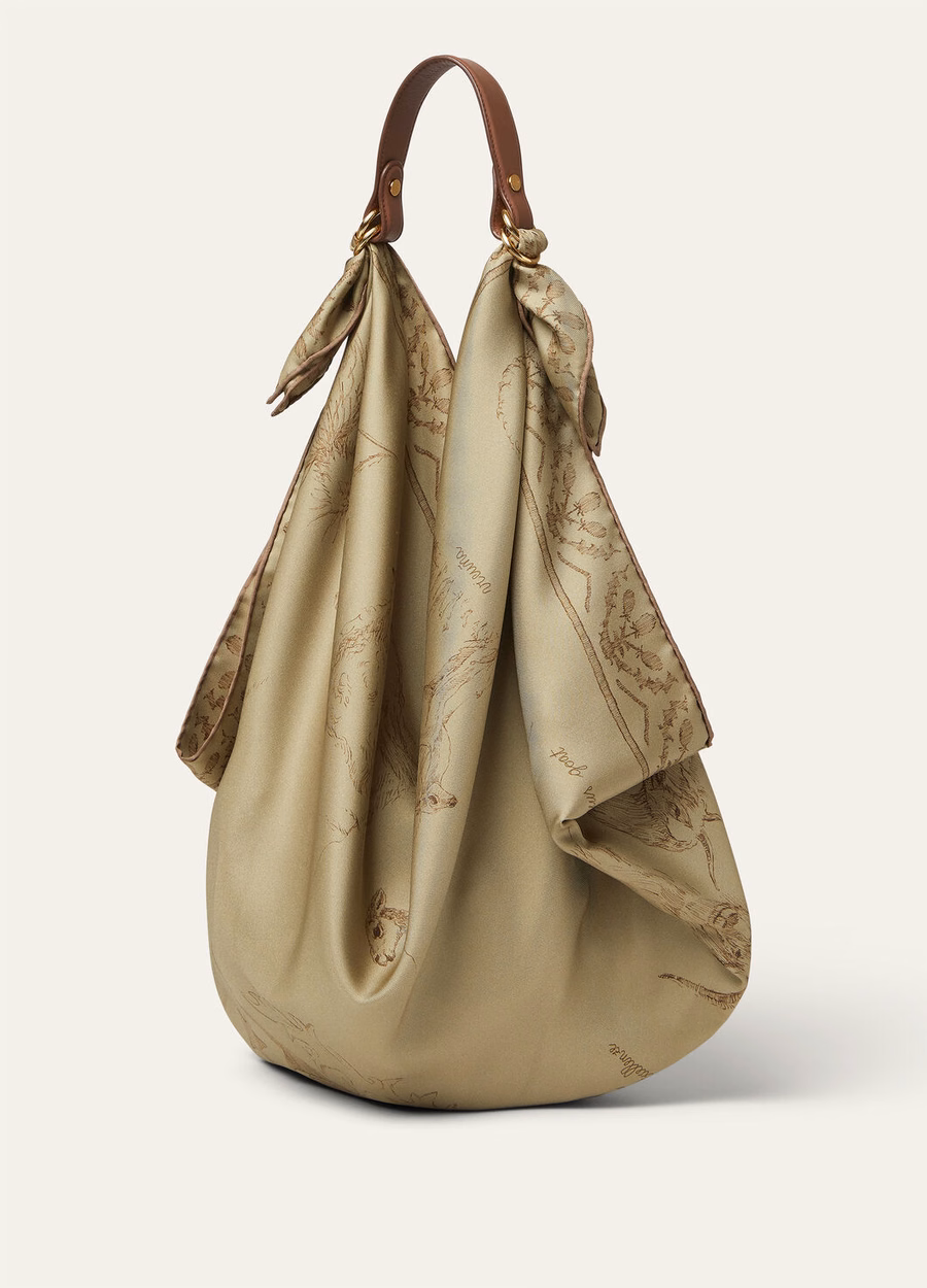 Loro Piana Handle Foulard Calfskin Caramel Sugar/Sun Gold