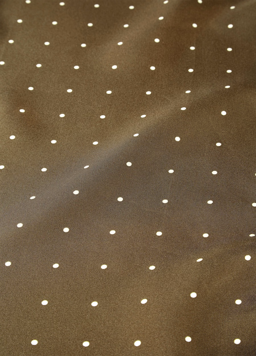 Polka Dot Silk Scarf Olive Green/Ivory Polka Dot
