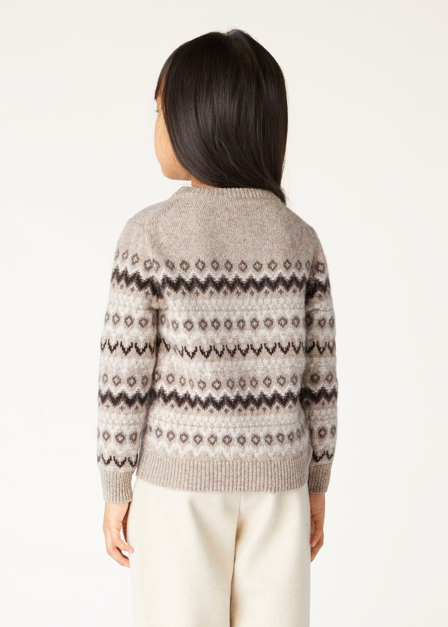Kids Alpe Pile Crewneck Cashmere Beige/Shadow Melange