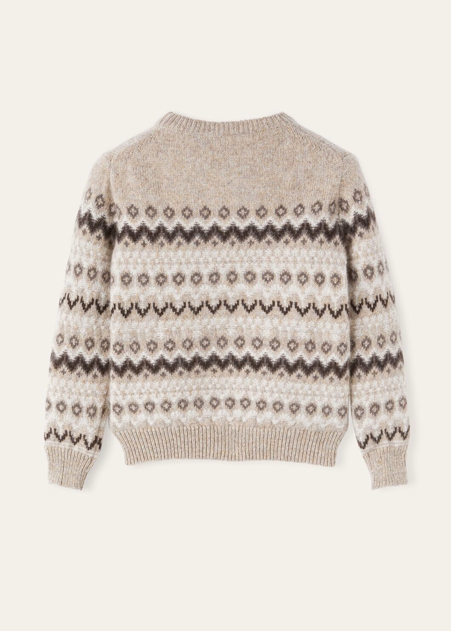 Kids Alpe Pile Crewneck Cashmere Beige/Shadow Melange