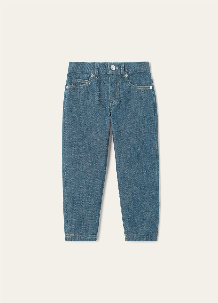 Joey Denim Pants for Kids Indigo Cotton Washed Green