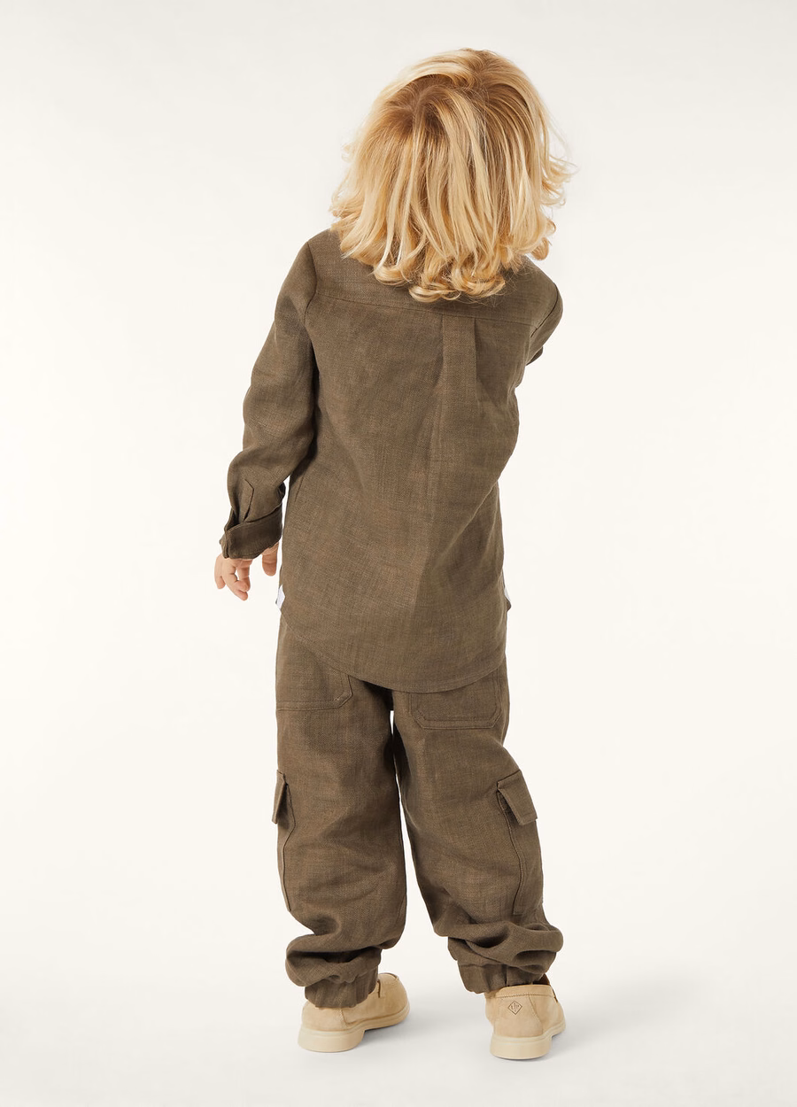 Dominic shirt for children Linen Virgin wool Smoked wood