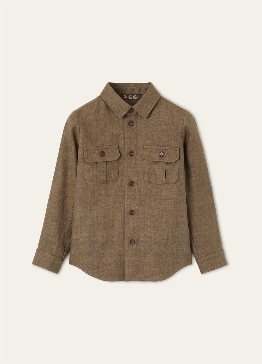 Dominic shirt for children Linen Virgin wool Smoked wood