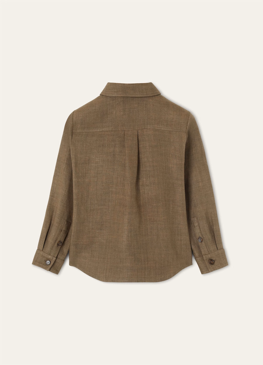 Dominic shirt for children Linen Virgin wool Smoked wood