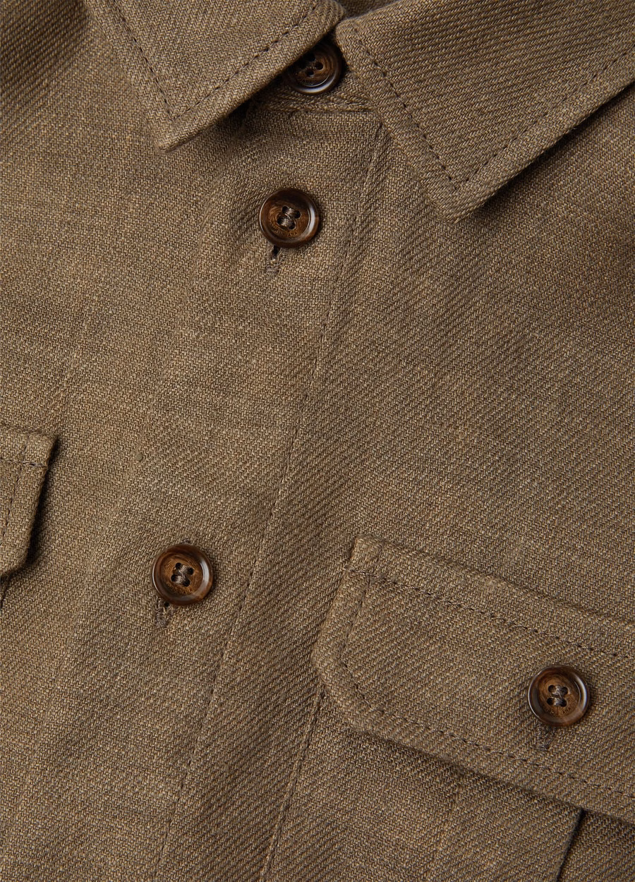 Dominic shirt for children Linen Virgin wool Smoked wood