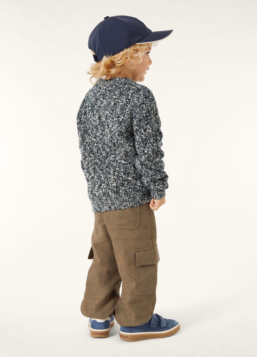 Oliver children's trousers in virgin wool Smoked wood