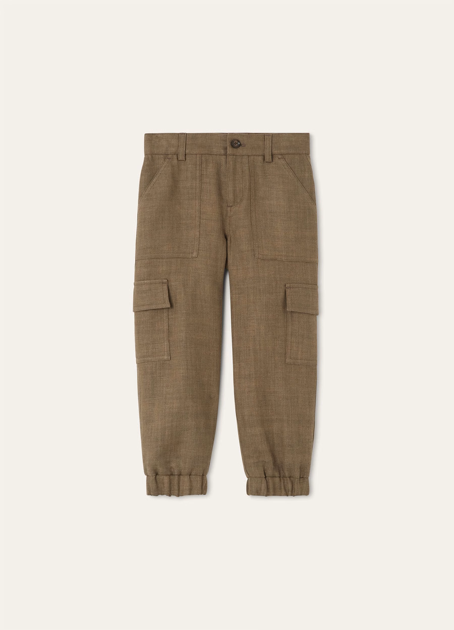 Oliver children's trousers in virgin wool Smoked wood