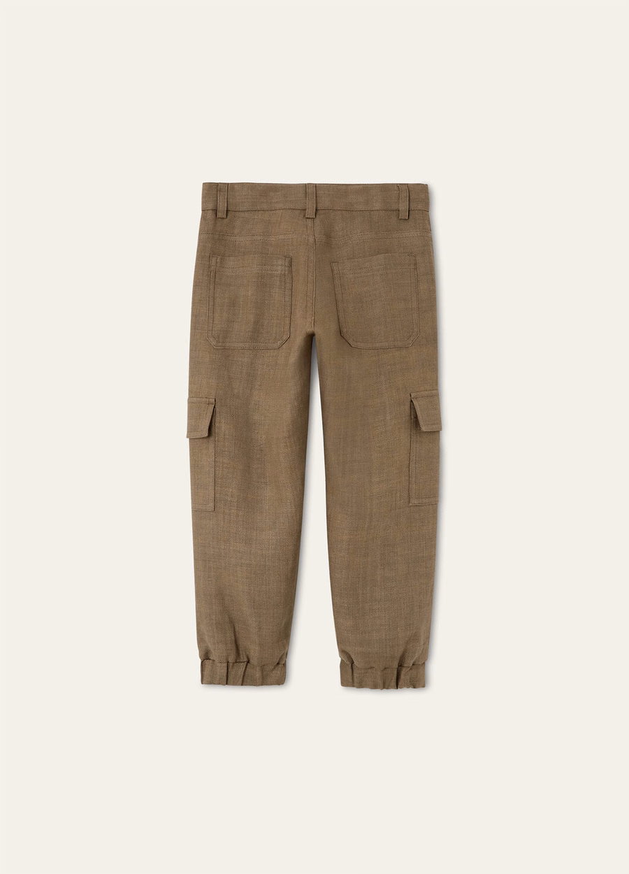 Oliver children's trousers in virgin wool Smoked wood