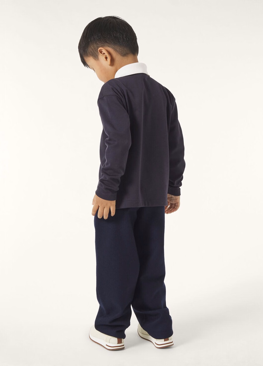 Children's playground polo shirt, cotton, navy/white