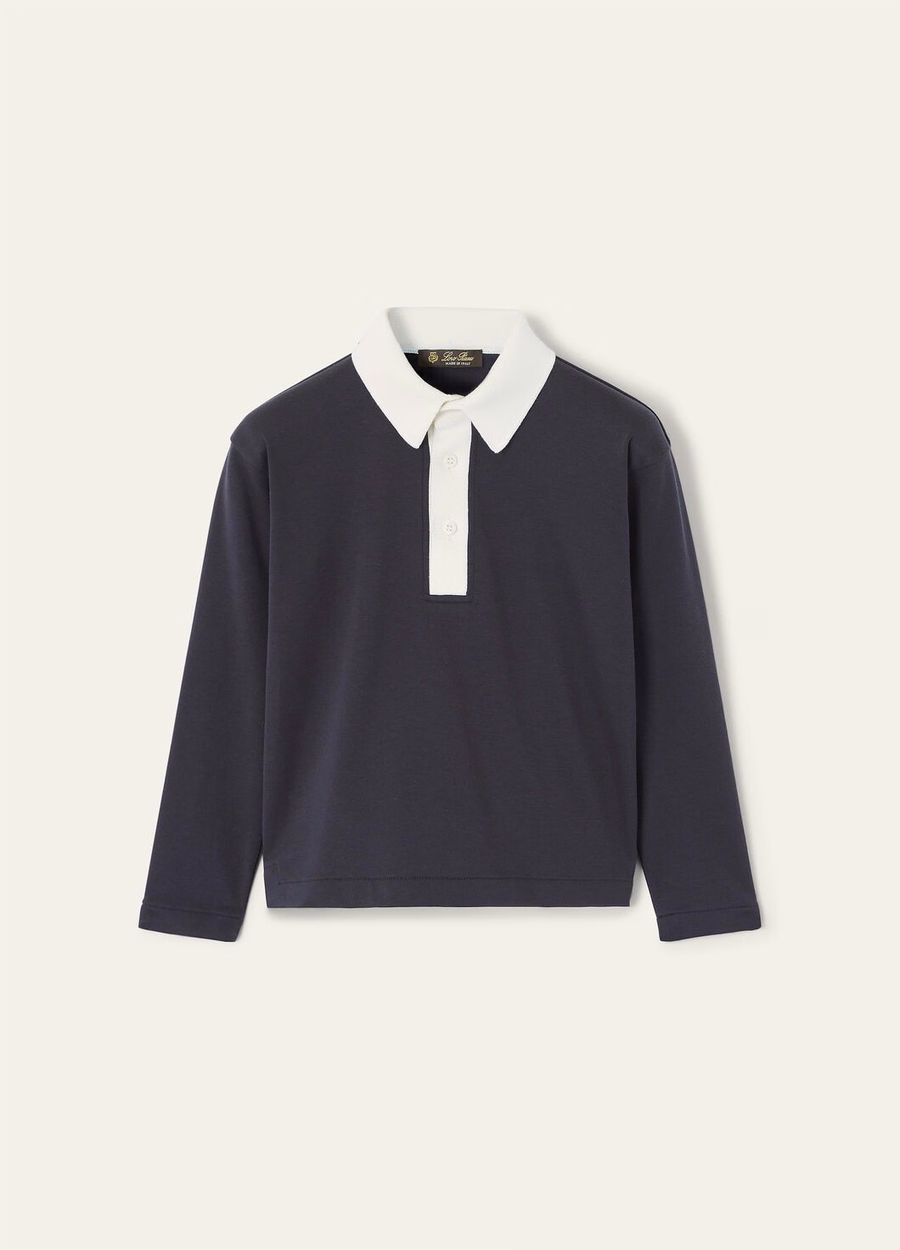 Children's playground polo shirt, cotton, navy/white