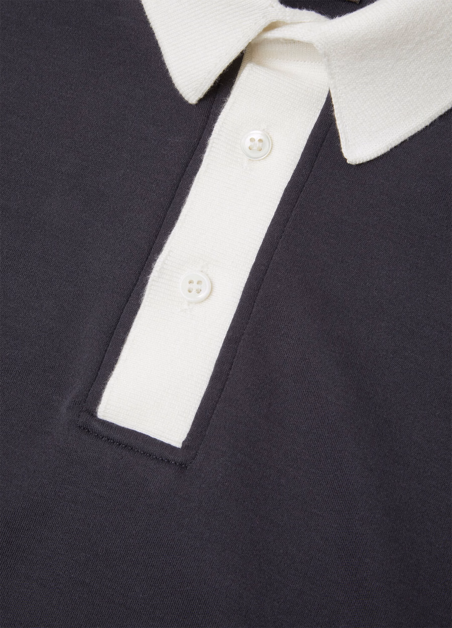 Children's playground polo shirt, cotton, navy/white