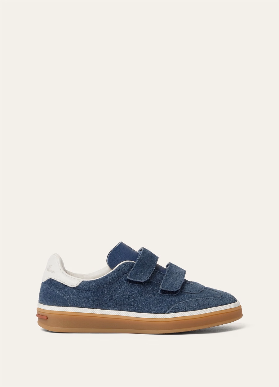 Children's walking sneakers, made of suede, on the calves, black figs